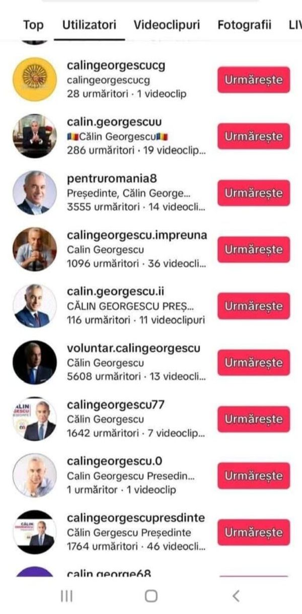 Conturi Tiktok Calin Georgescu